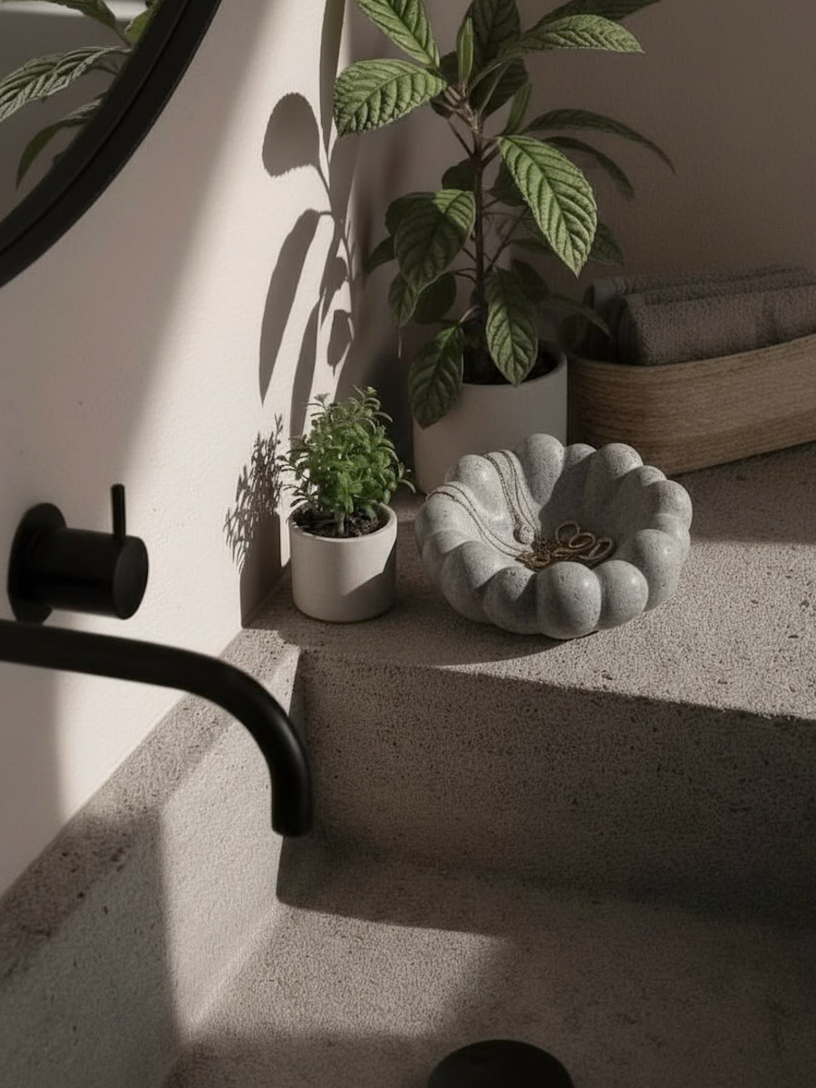 קערת בטון פופית בעבודת יד